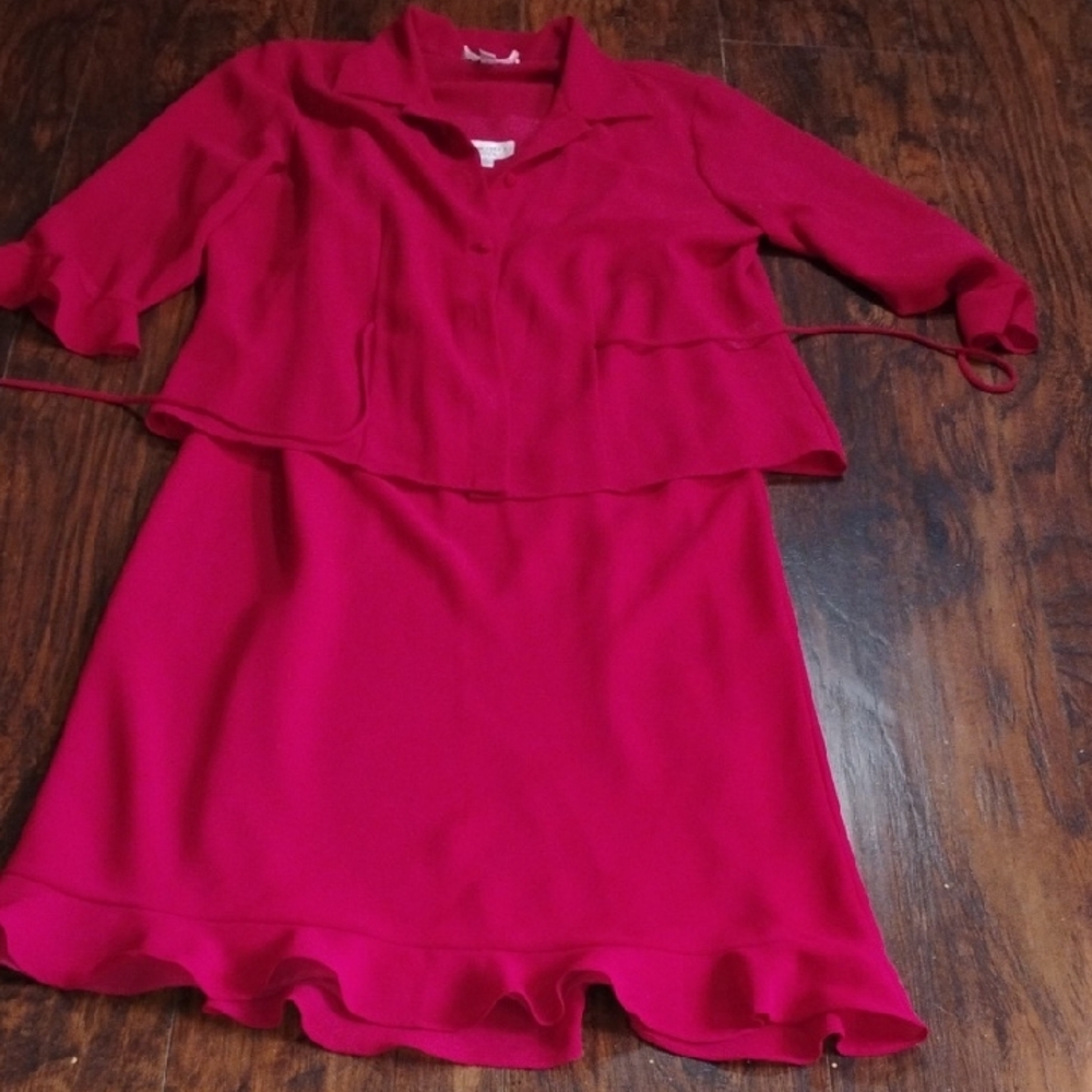 Girls' Bright Pink Ruffle Hem Dress with Jacket